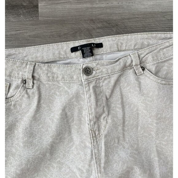 Roz Ali Beige White Floral Printed Jeans Size 16 Cropped Denim Summer K5 - Picture 3 of 5